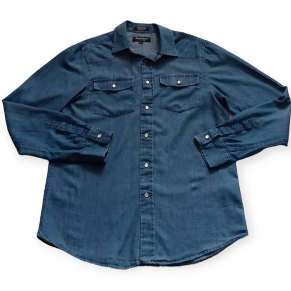 EIGHTY EIGHT PLATINUM MEN'S BLUE DENIM LONG SLEEVE  SHIRT. SIZE S - Picture 4 of 13